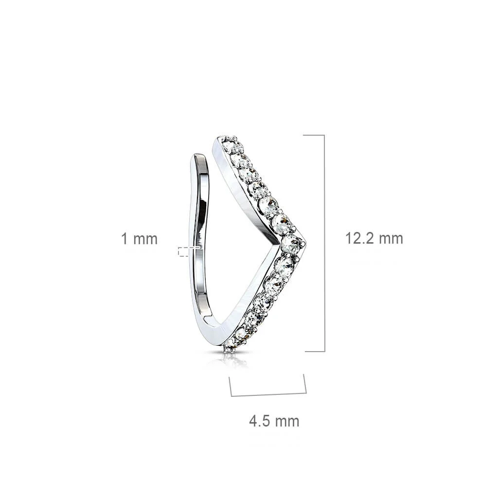 Fake Nose Piercing Line Zirconia Silver Bendable - Image 3