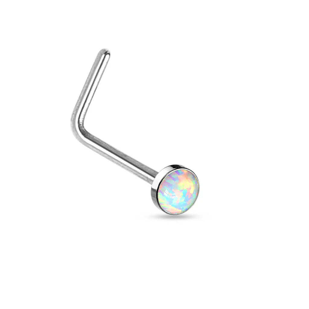 Nose L-Shape Opal Flat Silver - Image 4
