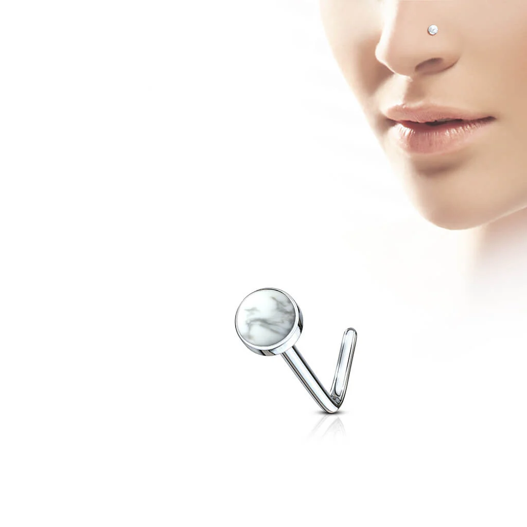 Nose L-Shape Semi-Precious Stone Round - Image 10