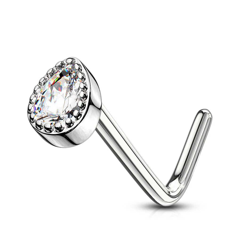 Nose L-Shape Drop Zirconia Silver - Image 2