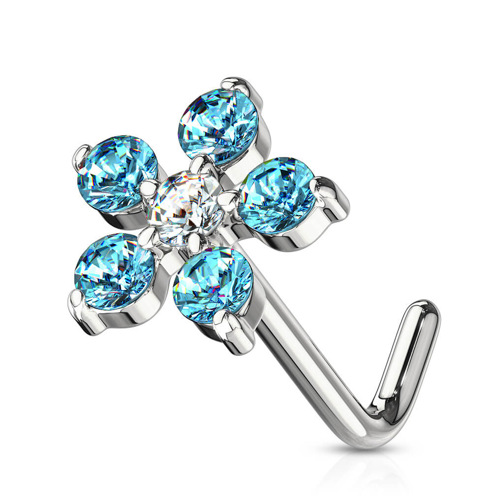 Nose L-Shape Flower Zirconia Silver - Image 8