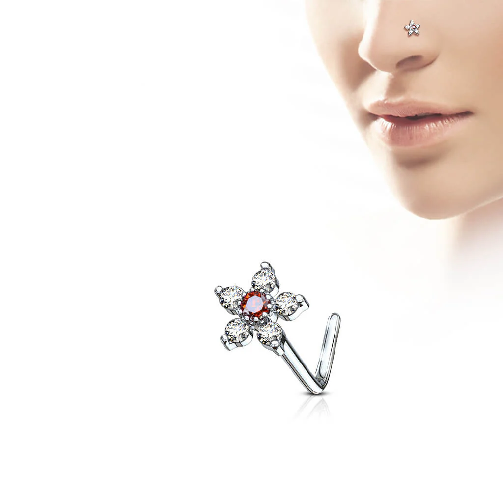 Nose L-Shape Flower 6 Zirconia - Image 7