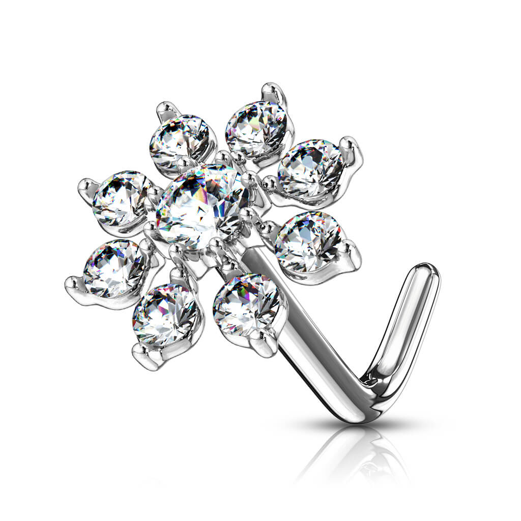 Nose L-Shape Flower Zirconia - Image 2