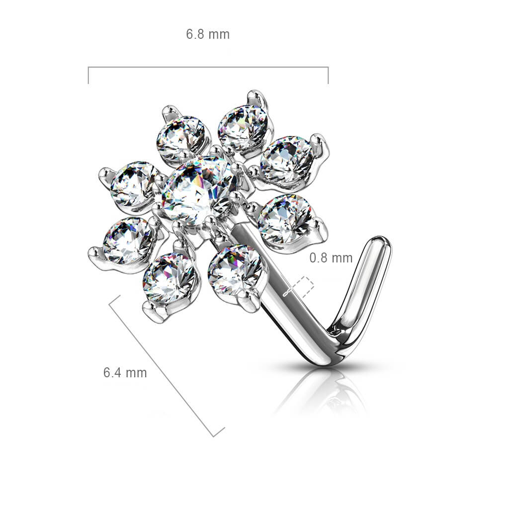 Nose L-Shape Flower Zirconia - Image 3