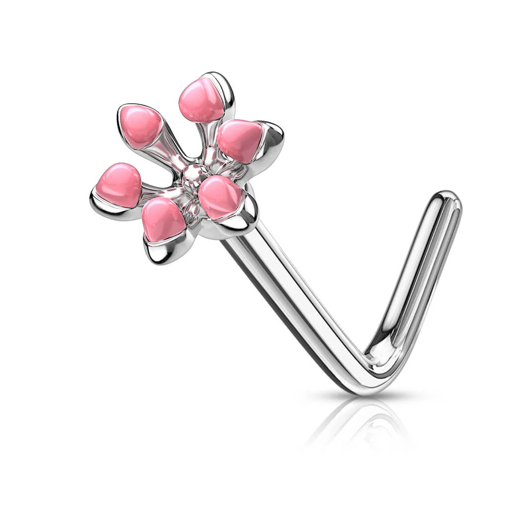 Nose L-Shape Flower Silver - Image 4