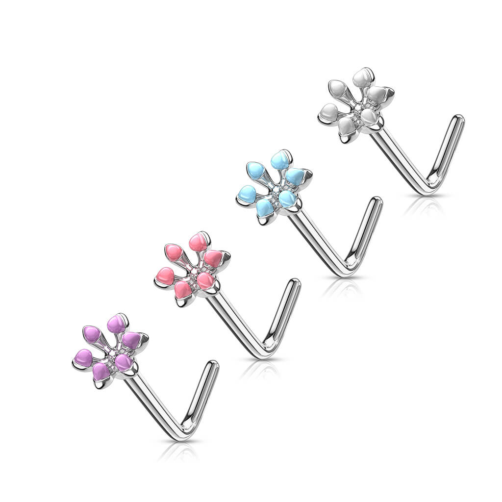 Nose L-Shape Flower Silver - Image 5