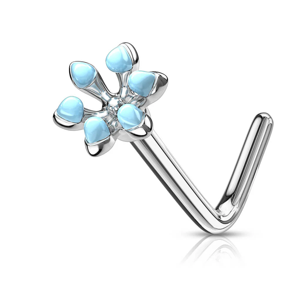 Nose L-Shape Flower Silver - Image 6