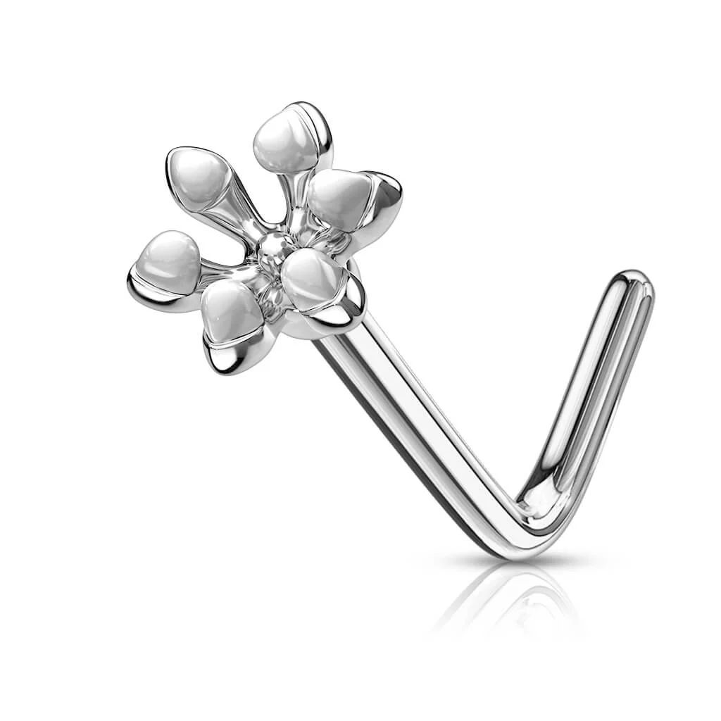 Nose L-Shape Flower Silver - Image 9