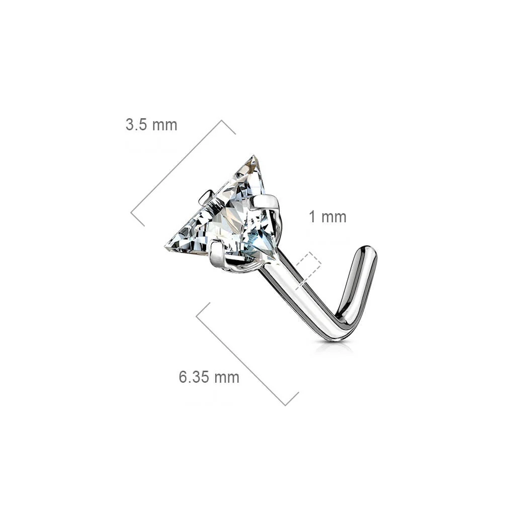 Nose L-Shape Triangle Zirconia Silver - Image 3