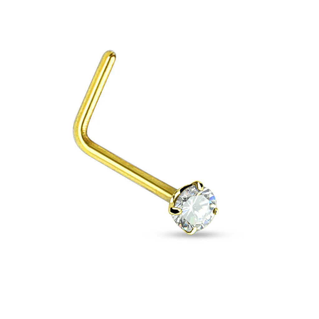 Nose L-Shape Zirconia Gold - Image 2