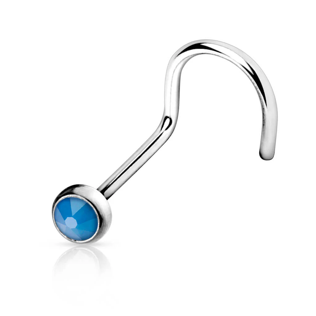 Nose Screw Opal Flat Silver - Image 2