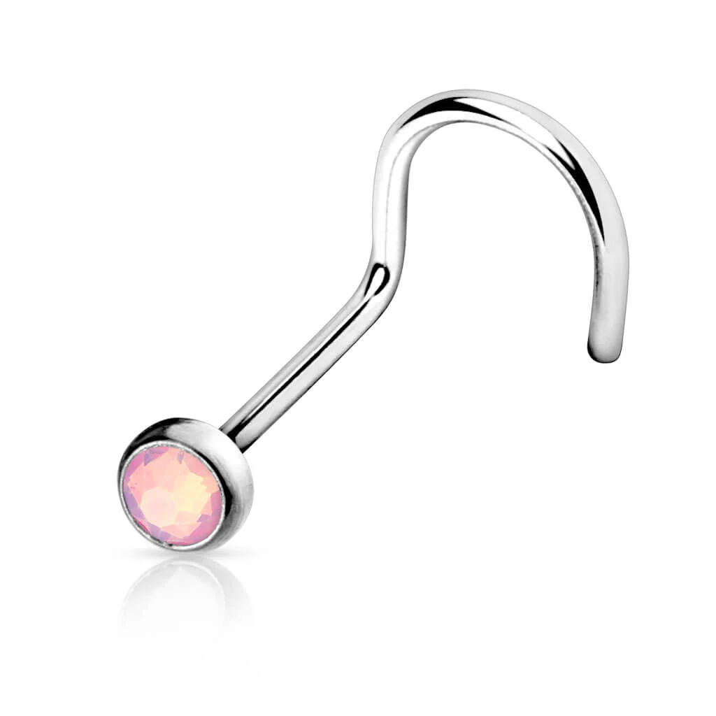 Nose Screw Opal Flat Silver - Image 4