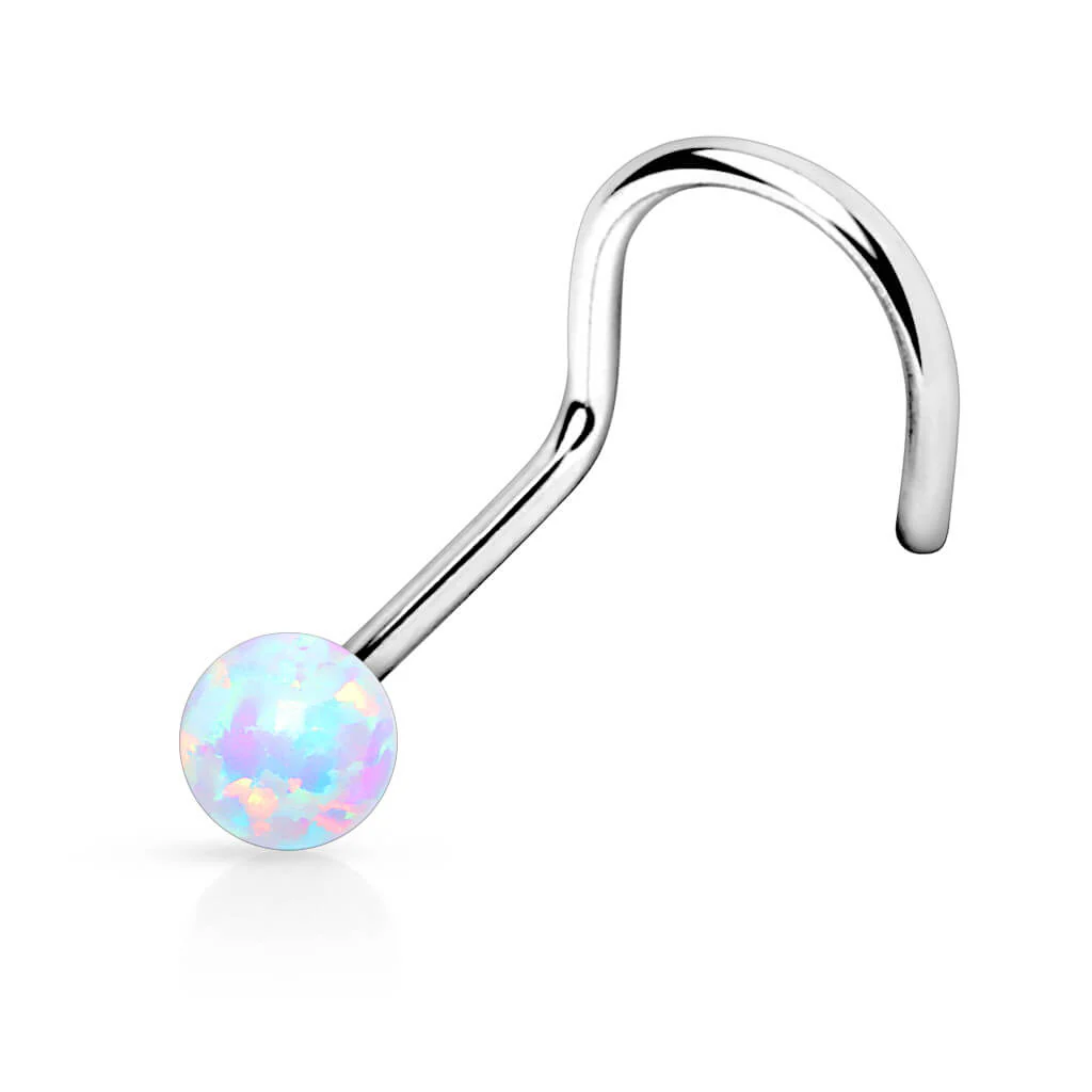 Nose Screw Opal Ball Silver - Image 3