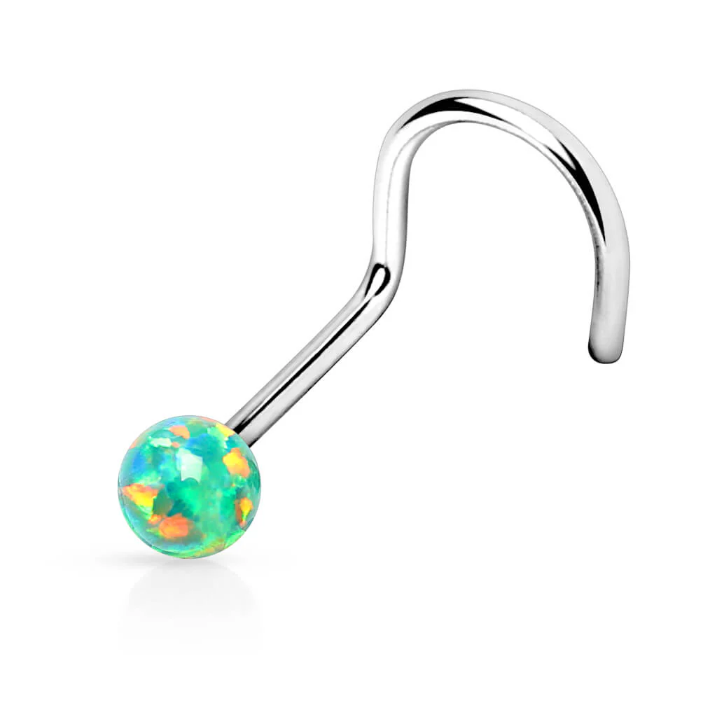 Nose Screw Opal Ball Silver - Image 4