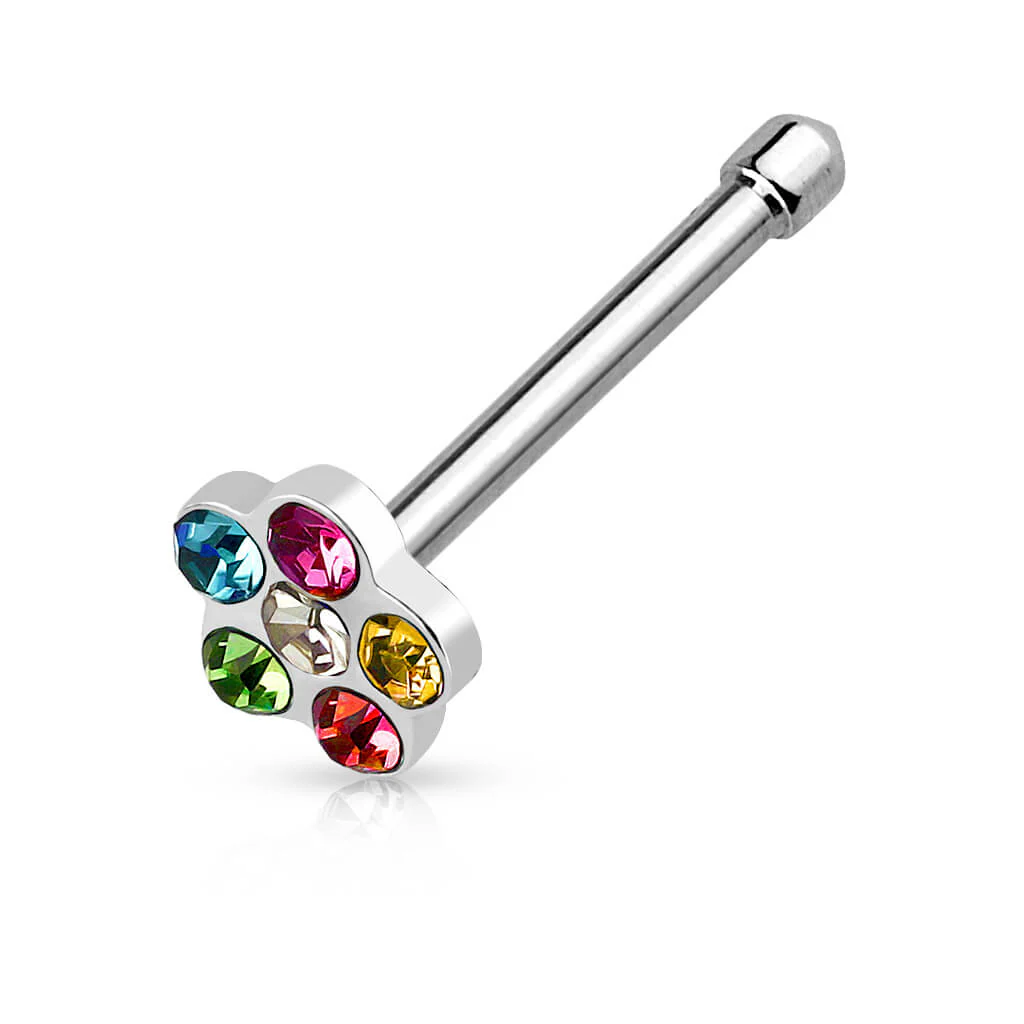 Nose Stud Flower Zirconia Silver - Image 5
