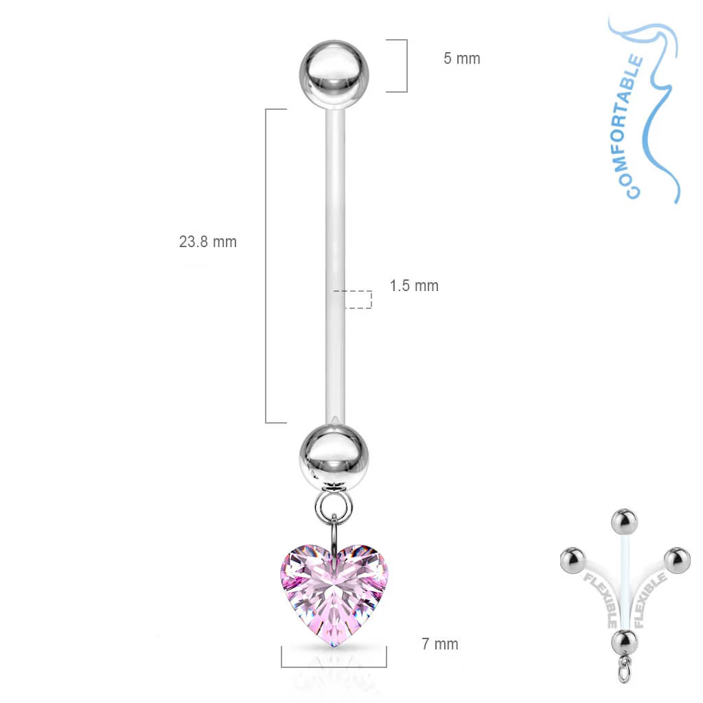 Belly Button Piercing Heart dangle Zirconia - Image 3