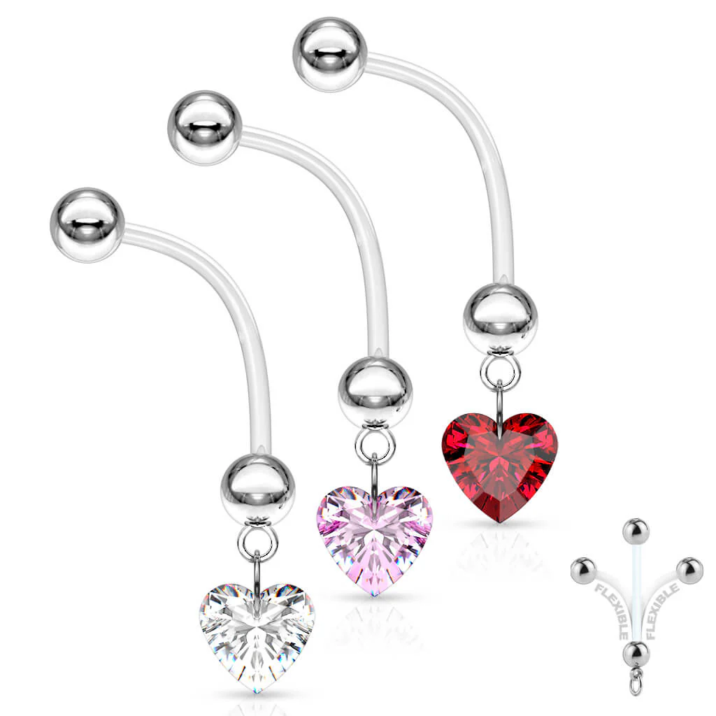 Belly Button Piercing Heart dangle Zirconia - Image 5
