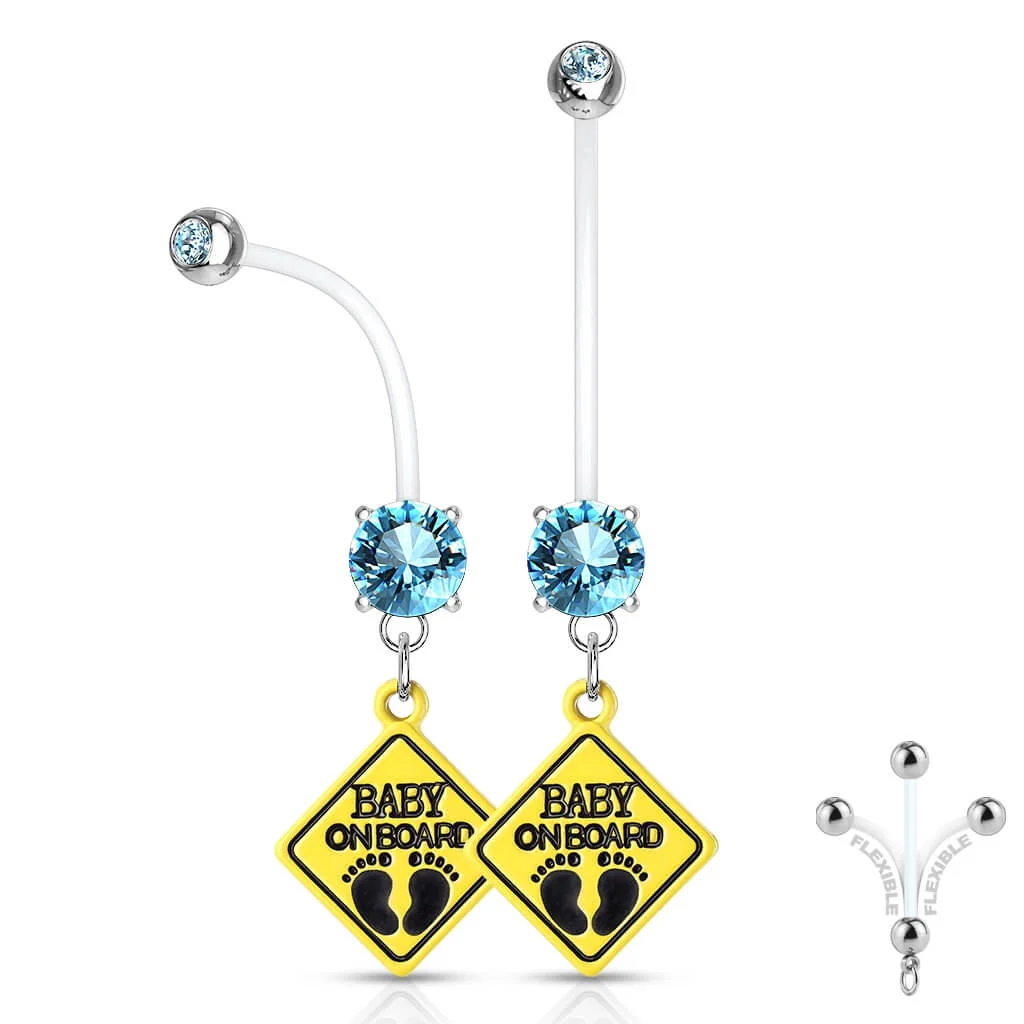 Belly Button Piercing BABY ON BORD dangle Zirconia - Image 8