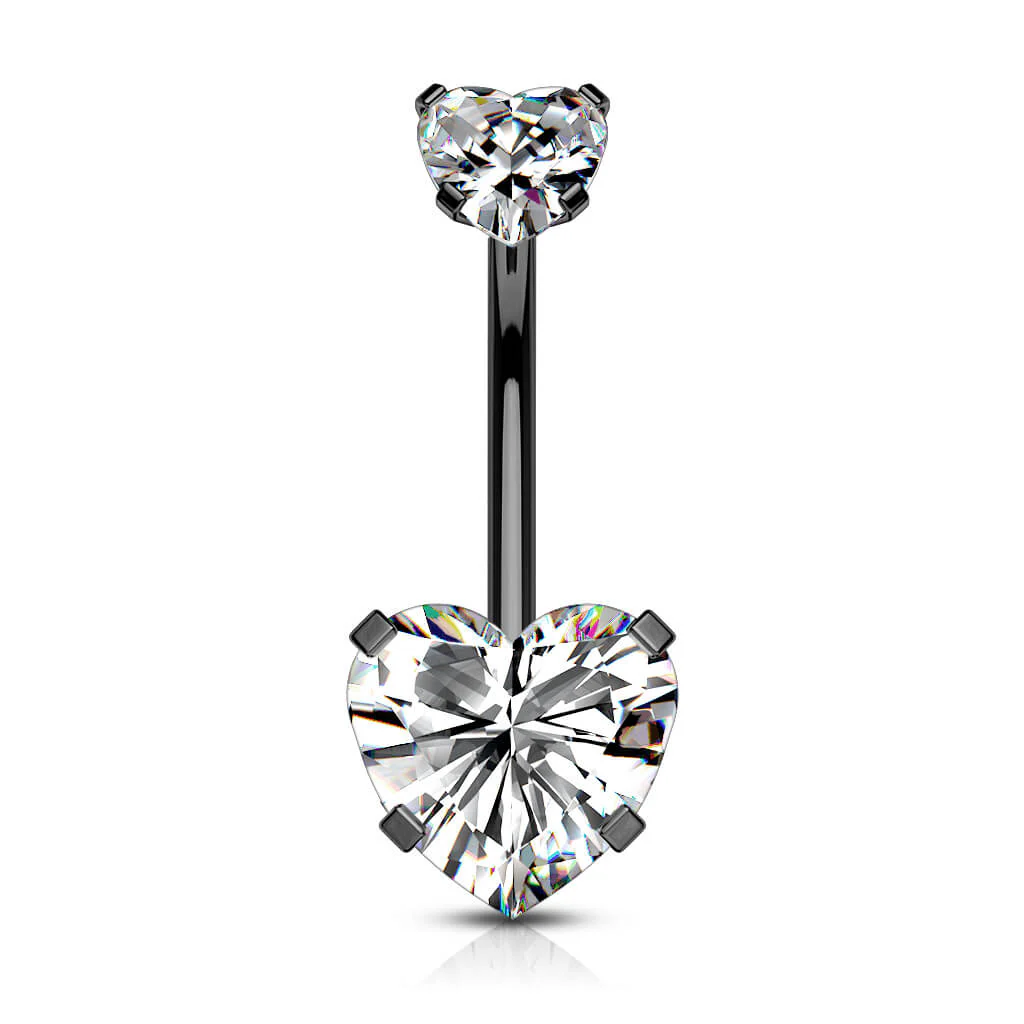 Belly Button Piercing Heart Zirconia Internally Threaded - Image 6