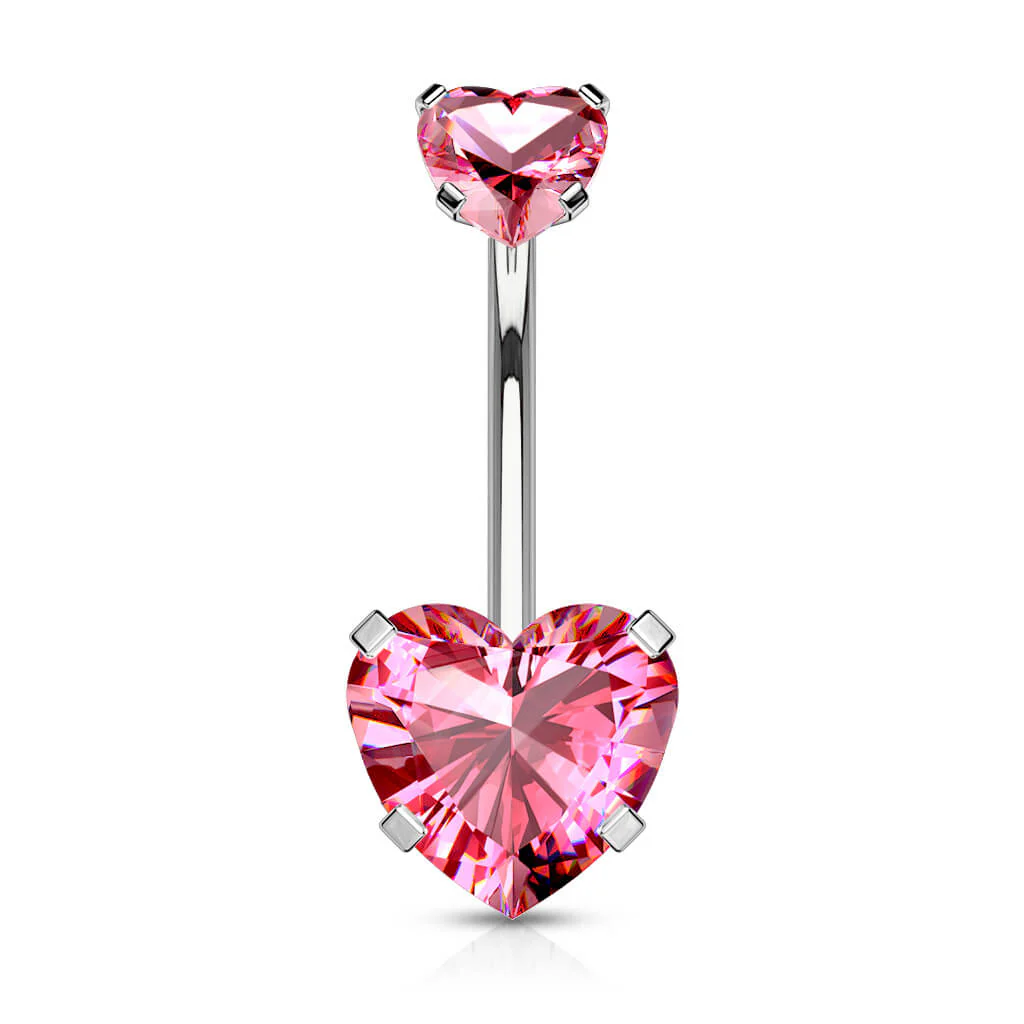 Belly Button Piercing Heart Zirconia Internally Threaded - Image 8