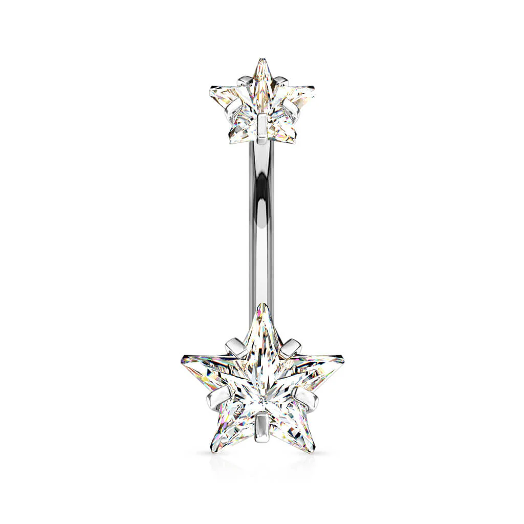 Belly Button Piercing Star Zirconia Internally Threaded - Image 2
