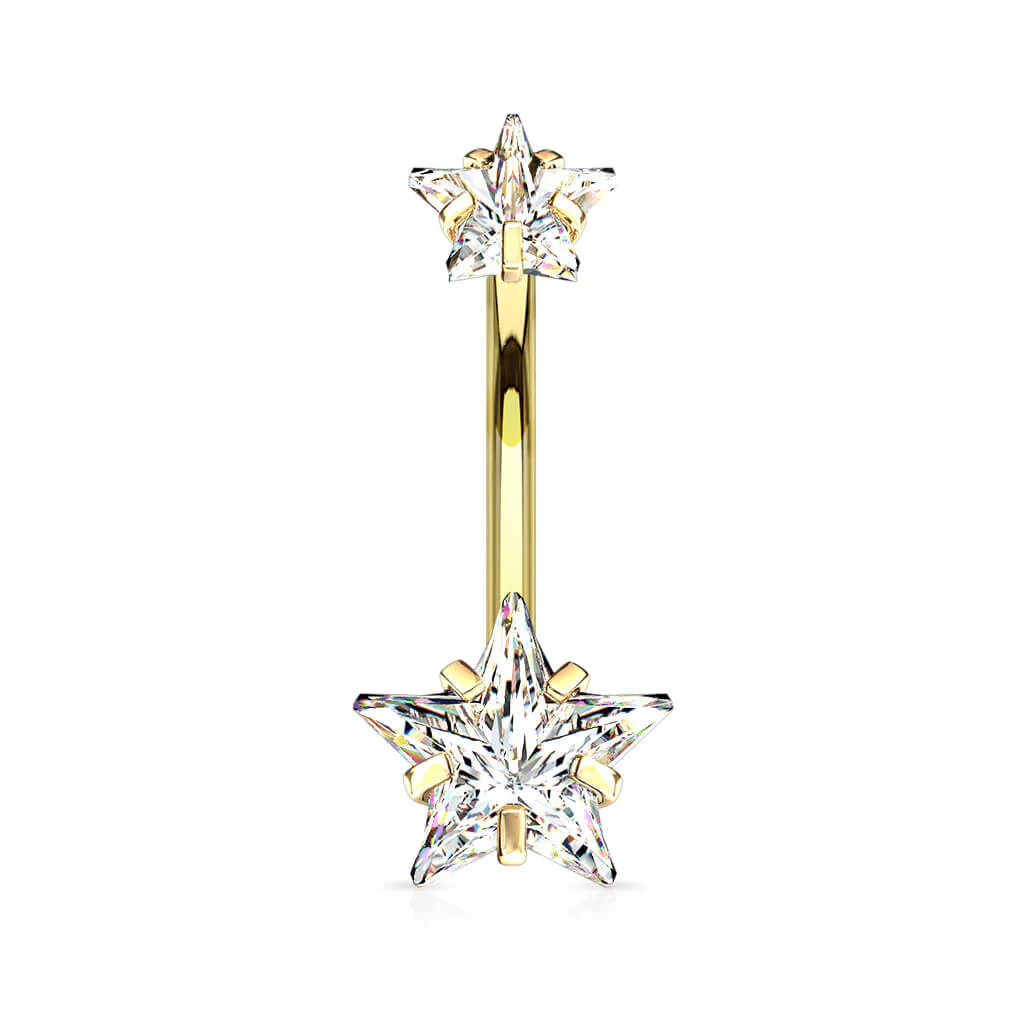 Belly Button Piercing Star Zirconia Internally Threaded - Image 4
