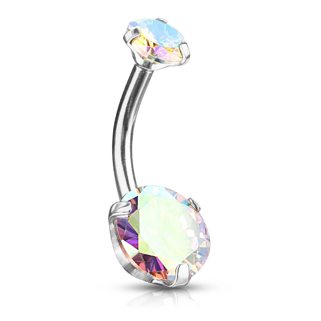 Belly Button Piercing Round Zirconia Internally Threaded - Image 2