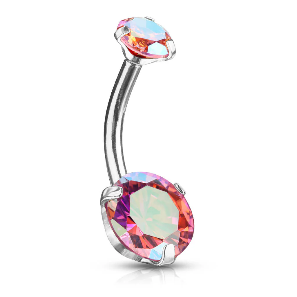 Belly Button Piercing Round Zirconia Internally Threaded - Image 4