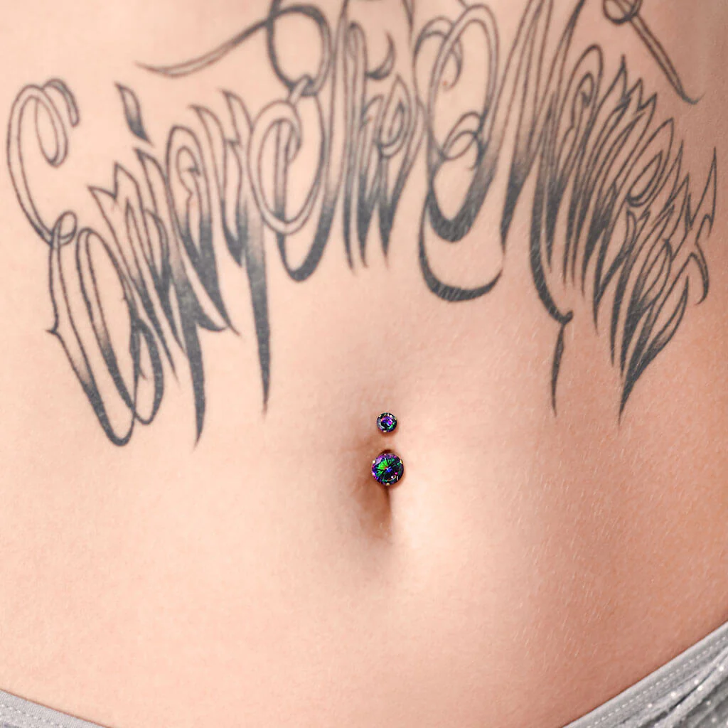 Belly Button Piercing Round Zirconia Internally Threaded - Image 7