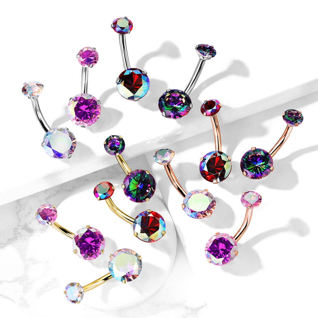 Belly Button Piercing Round Zirconia Internally Threaded - Image 9