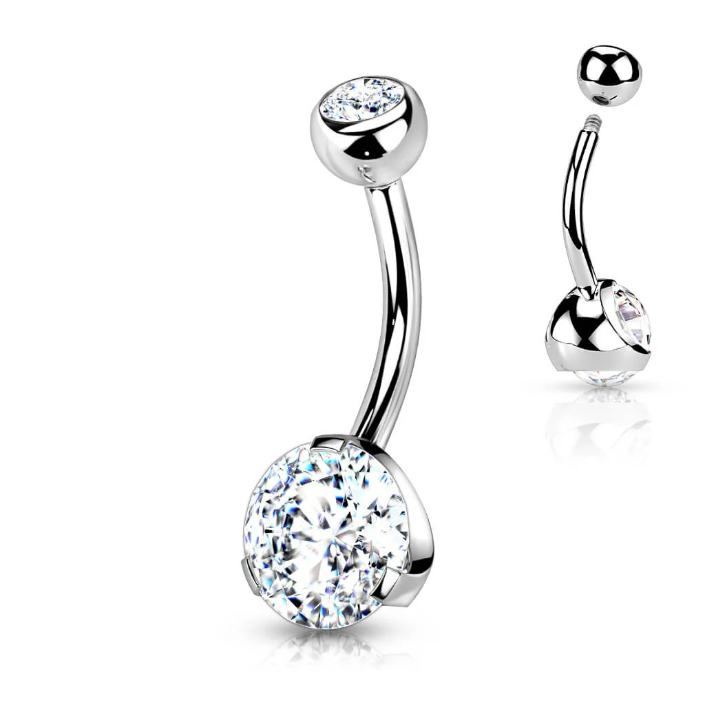 Belly Button Piercing Zirconia Round Silver - Image 4