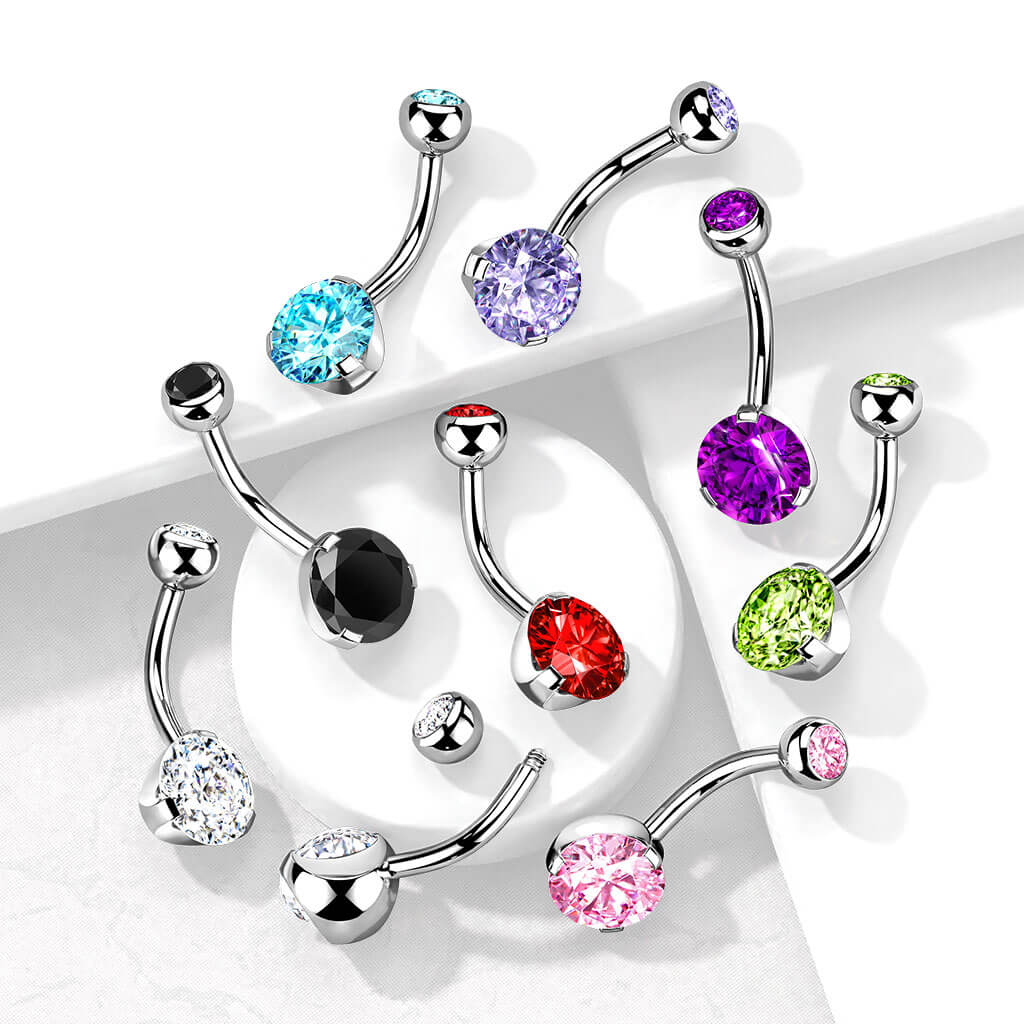 Belly Button Piercing Zirconia Round Silver - Image 7