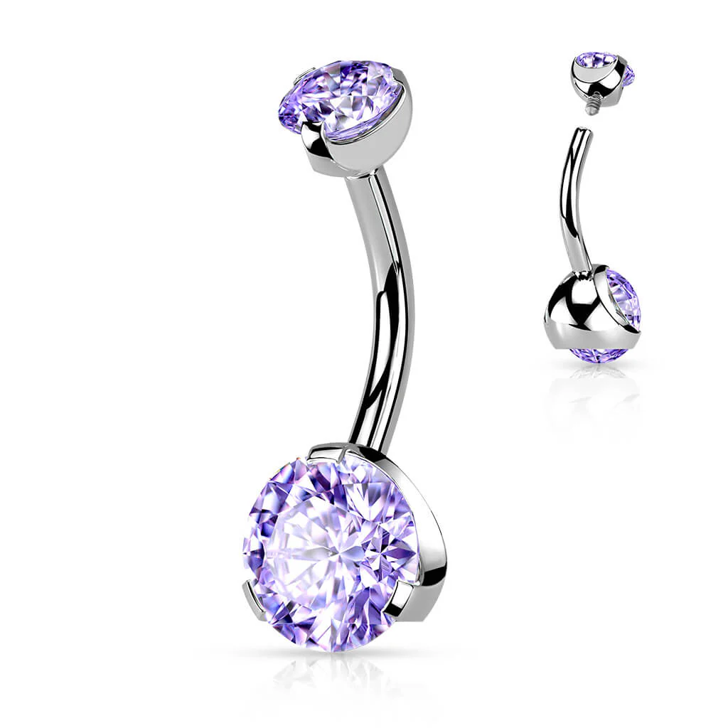 Belly Button Piercing Zirconia Silver Internally Threaded - Image 11
