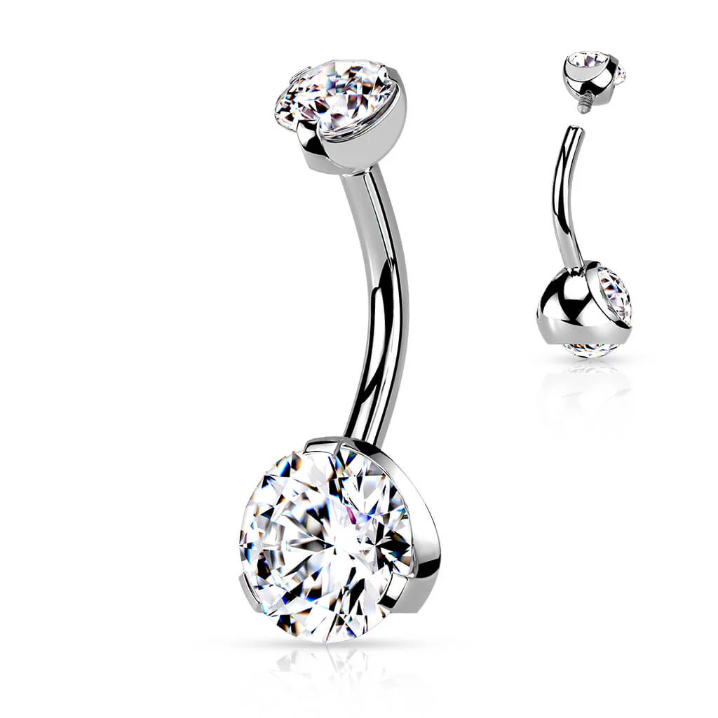 Belly Button Piercing Zirconia Silver Internally Threaded - Image 6