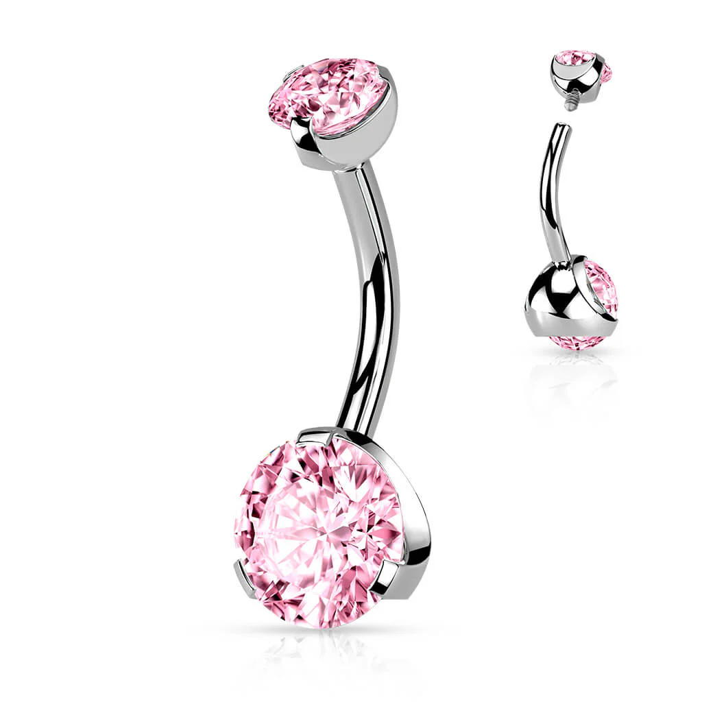Belly Button Piercing Zirconia Silver Internally Threaded - Image 8