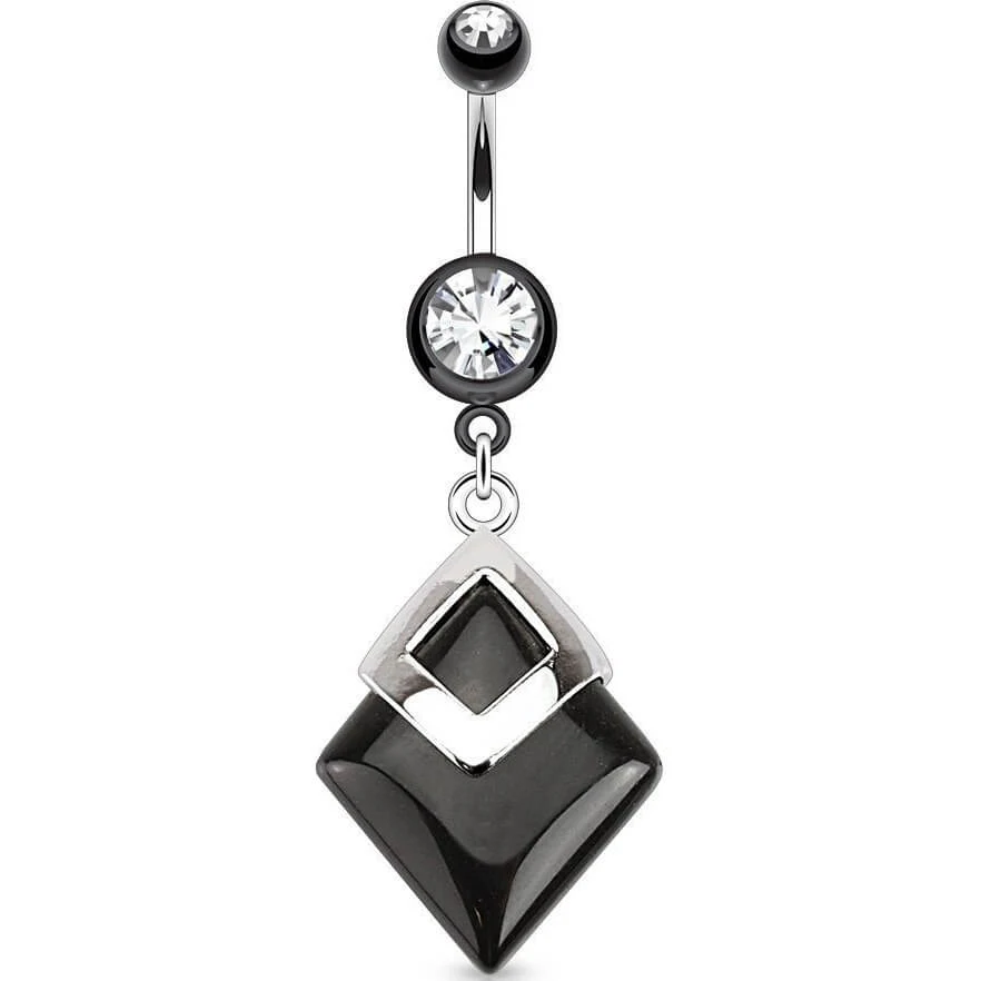 Belly Button Piercing Diamond shaped dangle Agate Semi-Precious Stone
