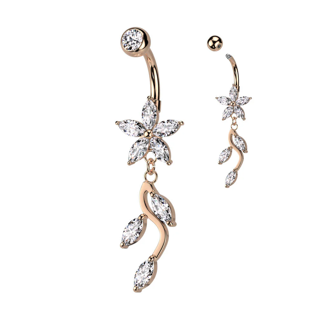 Belly Button Piercing Flower dangle Zirconia - Image 5