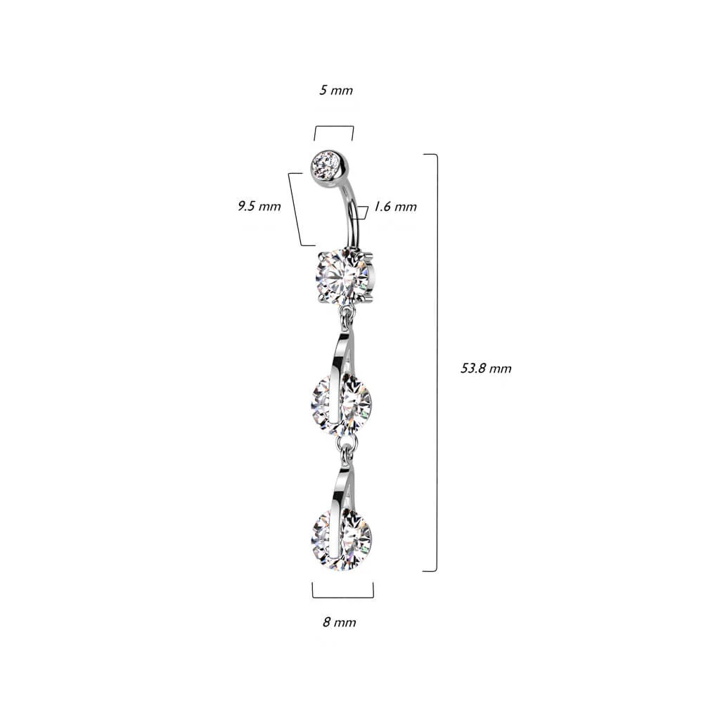 Belly Button Piercing Round Zirconia dangle - Image 3