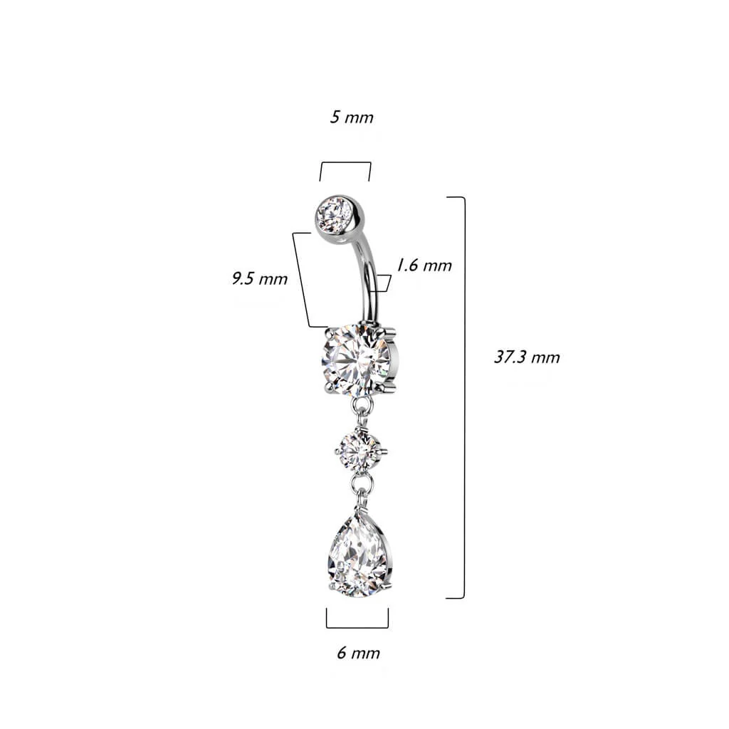 Belly Button Piercing Drops dangle Zirconia - Image 3