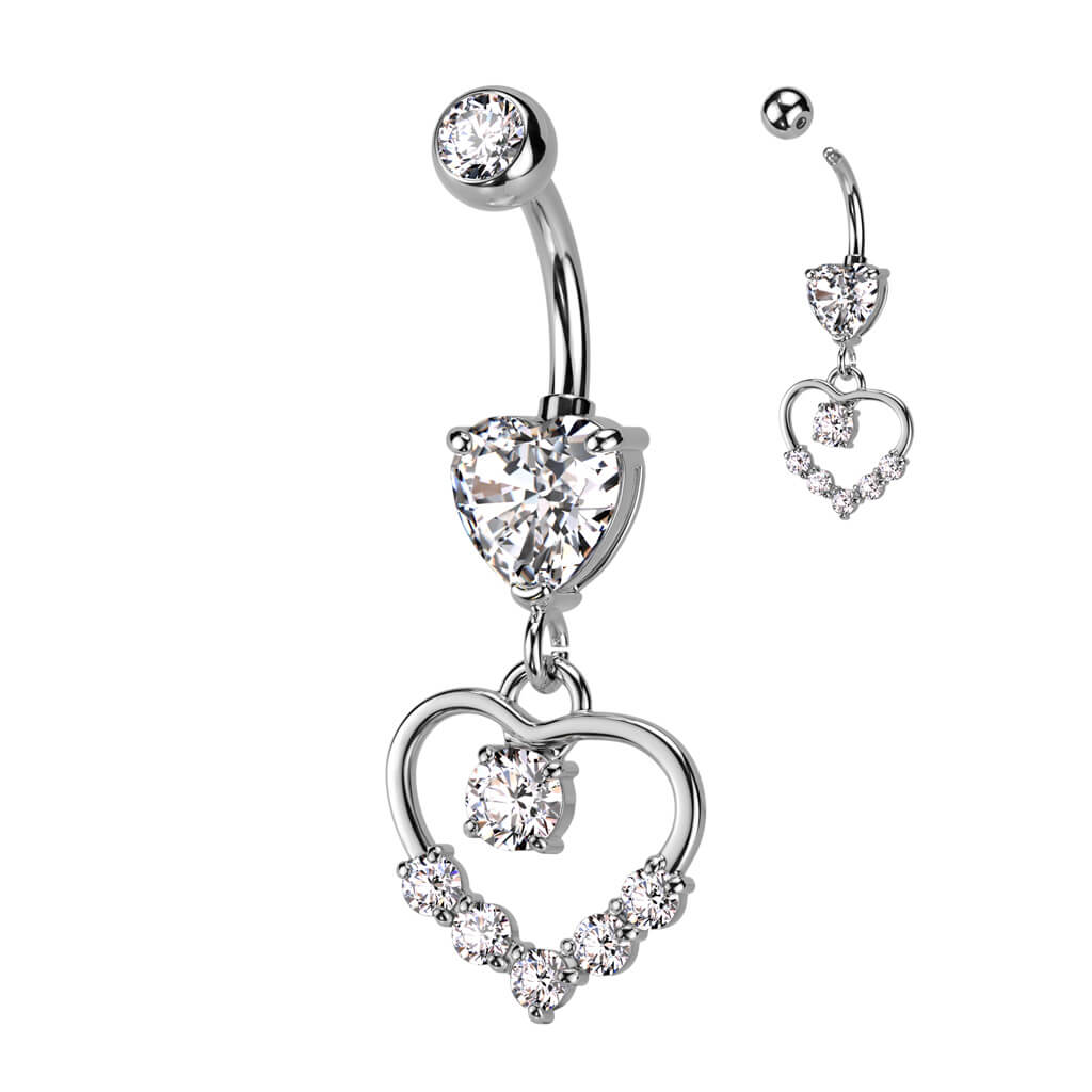 Belly Button Piercing Heart dangle Zirconia - Image 2