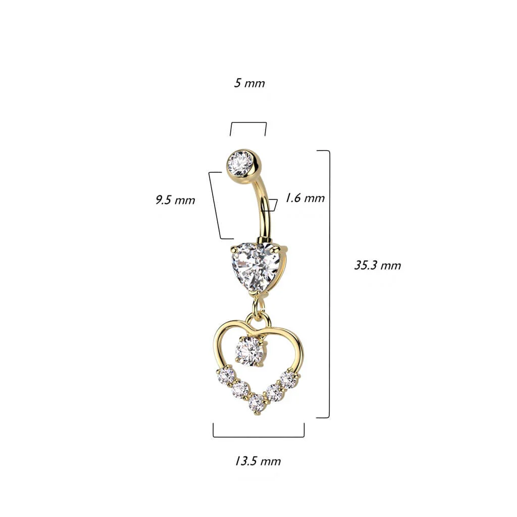 Belly Button Piercing Heart dangle Zirconia - Image 3