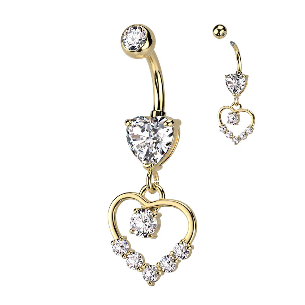 Belly Button Piercing Heart dangle Zirconia - Image 4