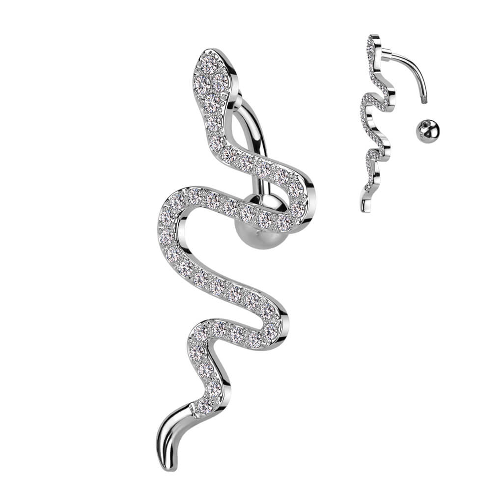Belly Button Piercing Top Down Snake Zirconia - Image 2