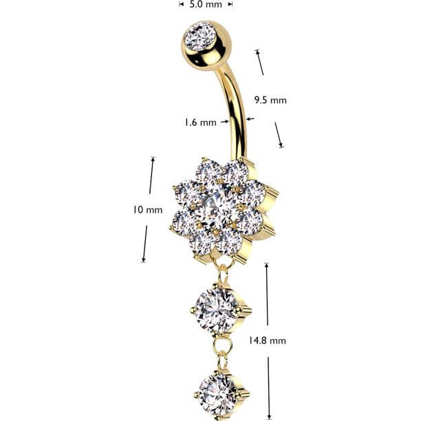 Belly Button Piercing flower dangle zirconia - Image 2