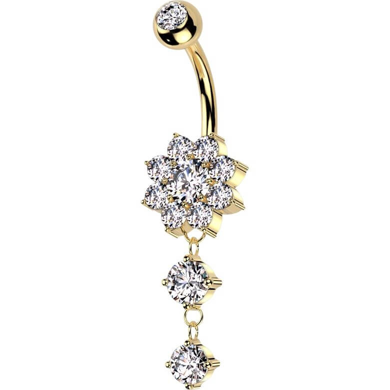 Belly Button Piercing flower dangle zirconia - Image 5