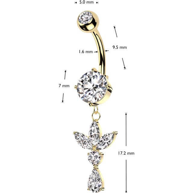 Belly Button Piercing marquise cut dangle zirconia - Image 2