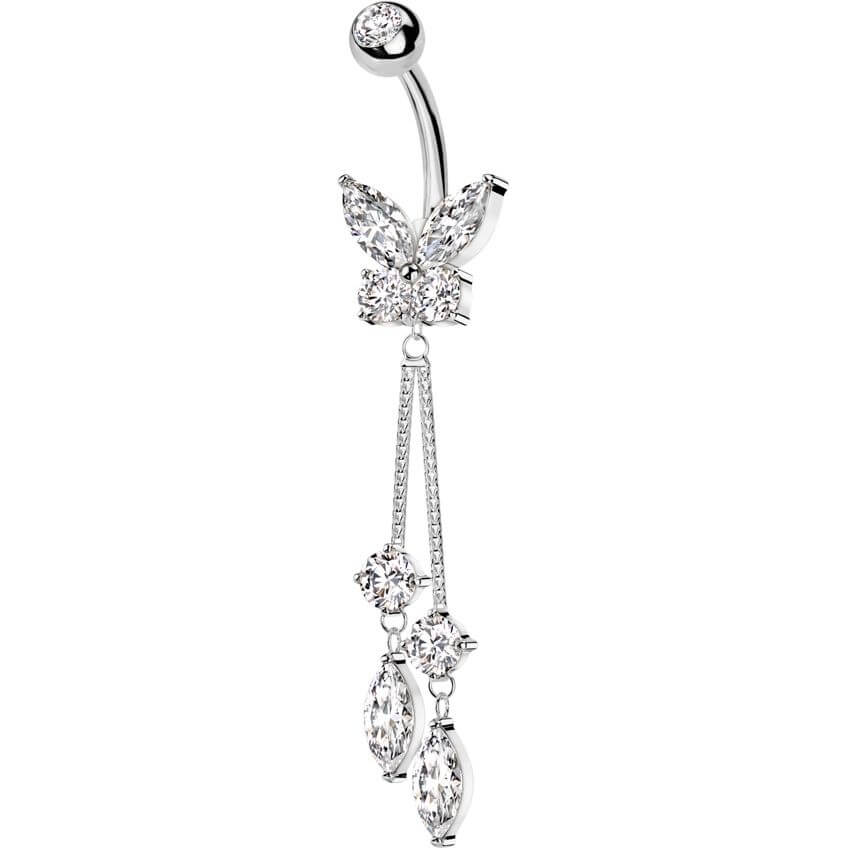 Belly Button Piercing butterfly dangle zirconia - Image 4