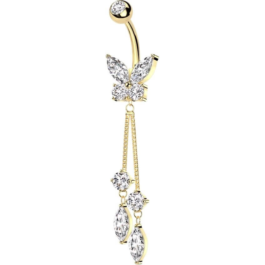 Belly Button Piercing butterfly dangle zirconia - Image 5