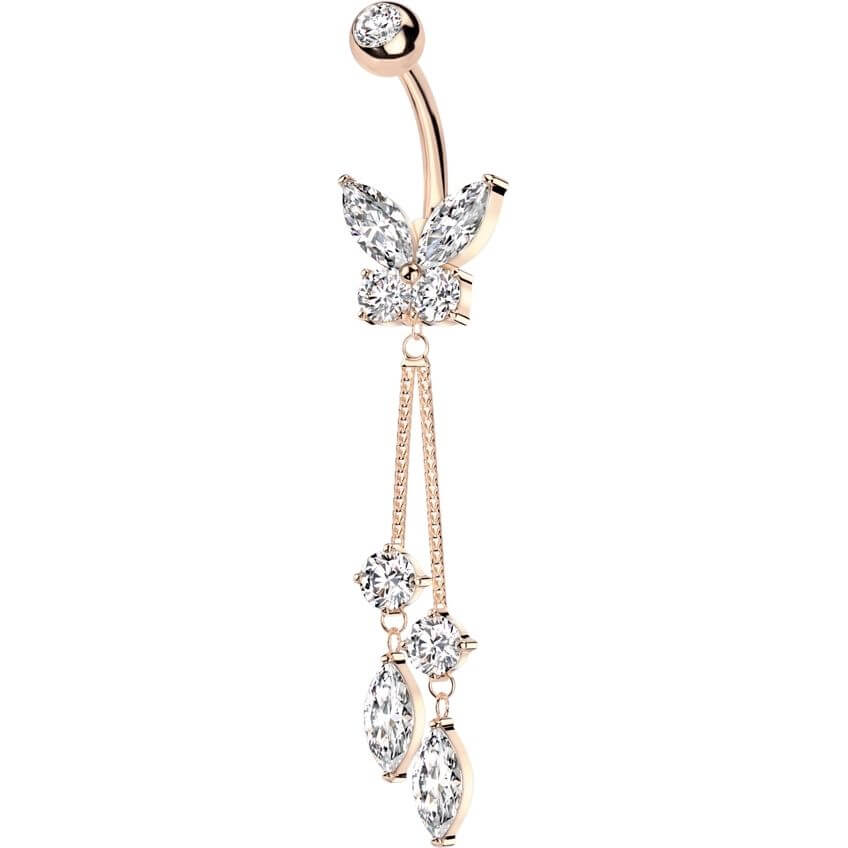 Belly Button Piercing butterfly dangle zirconia - Image 6
