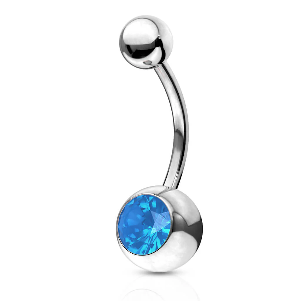 Belly Button Piercing Bezel setting Opal Silver - Image 2